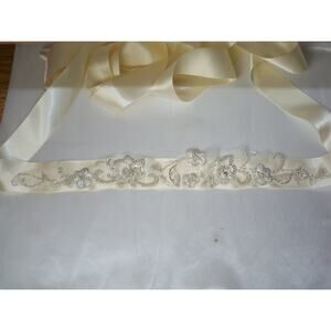 beaded bridal dress belt sash, ivory beaded satin wedding prom formal dress belt